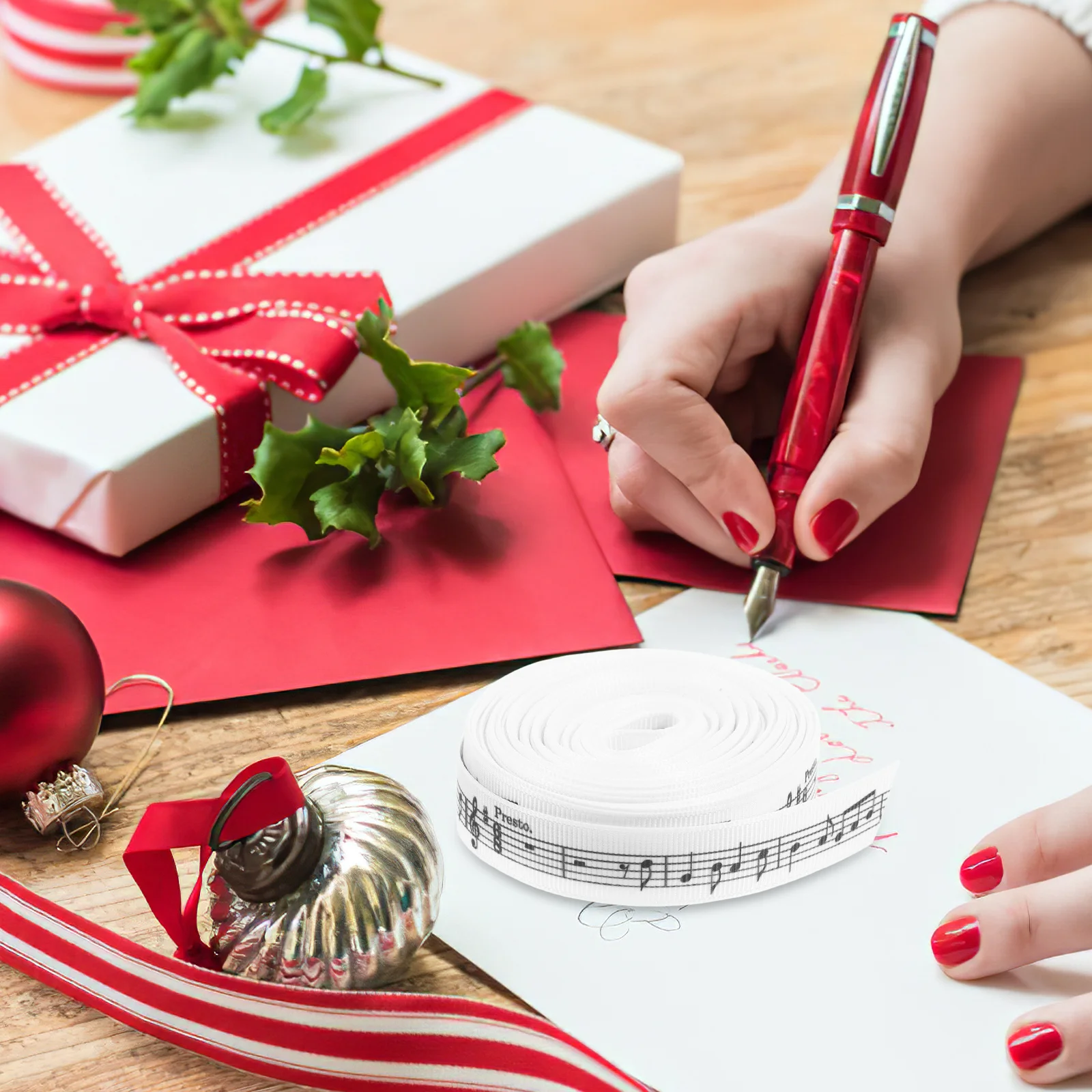 

Musical Note Ribbon Printed Satin Polyester Decorative Ribbon for DIY Presents Gift Packaging and Party Decoration