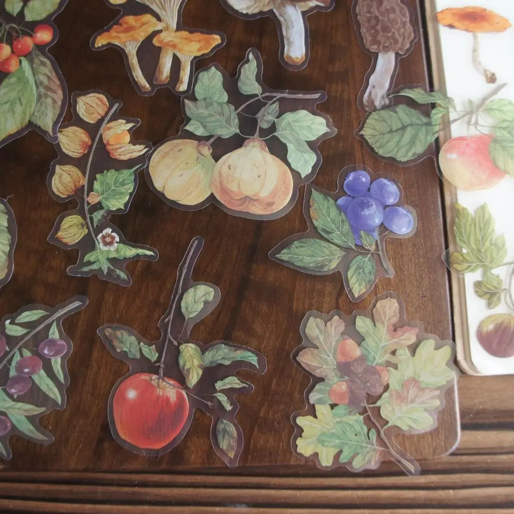 

18pcs Natural Herbs Fruits Mushrooms Design PVC Sticker Scrapbooking DIY Gift Packing Label Decoration Tag