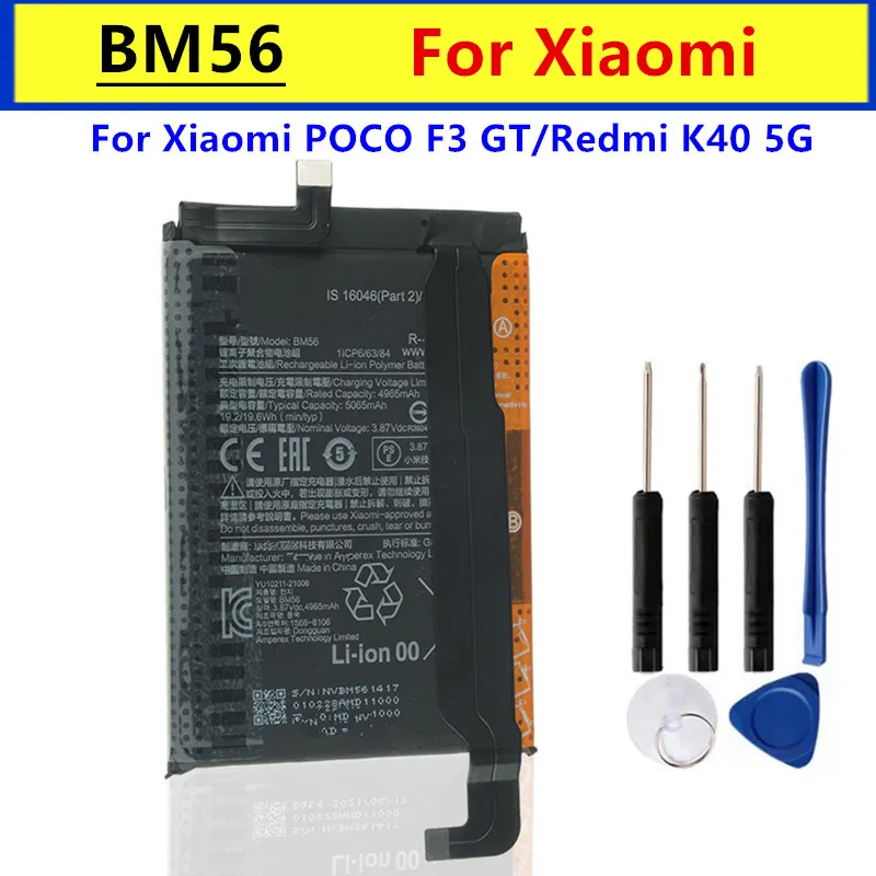 Battery BM56 Battery For Xiaomi POCO F3 GT Redmi K40 5G BM56 High Quality Mobile Phone Battery + Tools