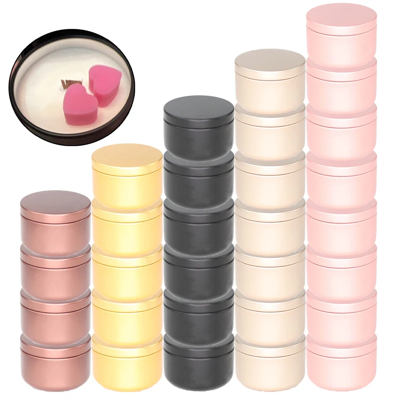 100pcs Aluminum Candle Tin 50ml Round Candle Containers Cosmetic Jars Oil Cream Pot Empty Aromatherapy Sealed Travel Metal Can