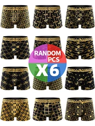 6 Pieces Men's Underwear Lingerie Set Soft Comfortable Black Fashion Trend Men's Boxer Briefs Breathable Athleisure Men's Pants