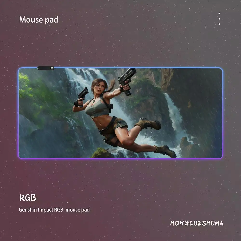 Podkładka pod mysz Game L-lara Croft RGB Gaming Mouse Pad Desk Mat HD Gamer Large LED Light XXL MousePads