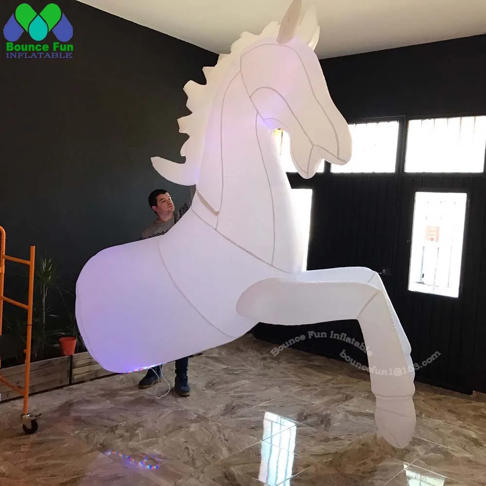 Inflatable Horse Costume Blow Up White With Led Lights Carnival Parade Inflatable Mascot Costume Large Animal Suit For Promotion