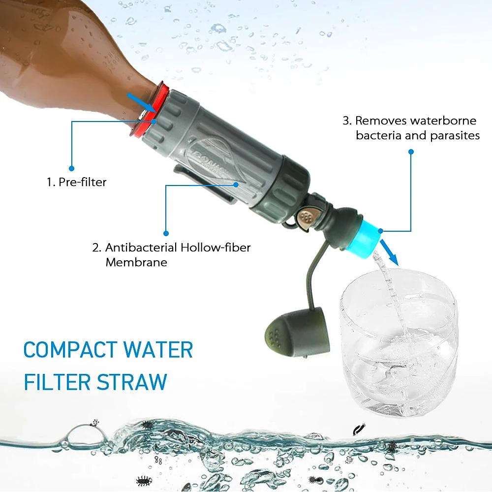 Multiple Fuction Water Purifier Portable Water Filter Straw Drinking Water Filtration Purifier for Outdoor Survival Emergency