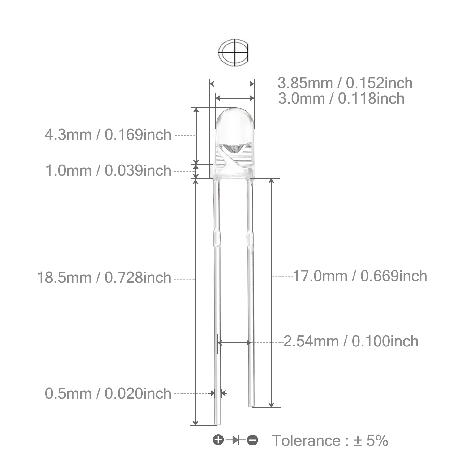 3mm Rote LED-Diode mit Transparenter Linse, 20mA Strom, 2-2,2V Spannung, LED-Leuchtdiode für Elektronikprojekte – Detail 2
