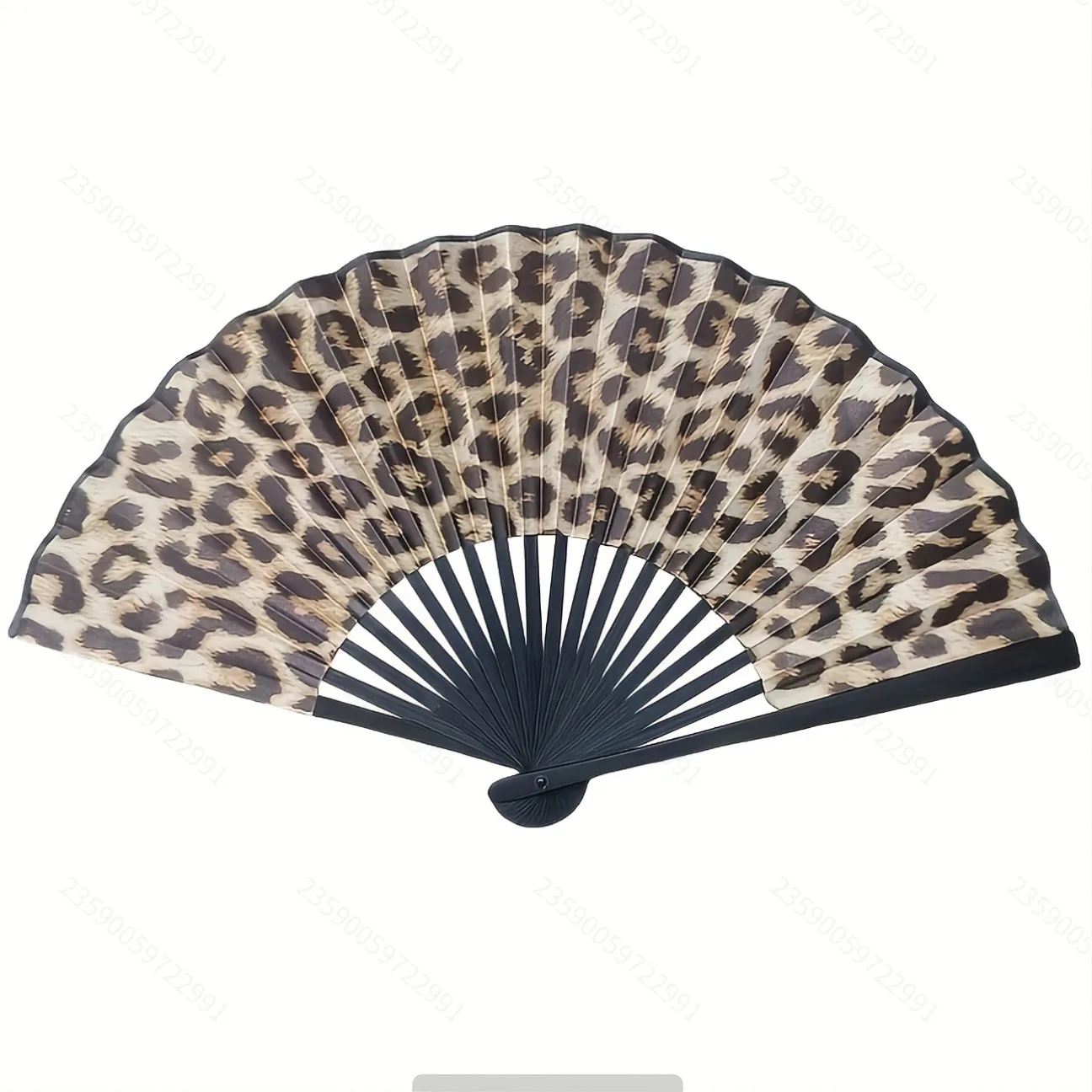 Folding Fan European and American Style Leopard Print Bamboo Fan Straight Bone Folding Fan Foldable Fan