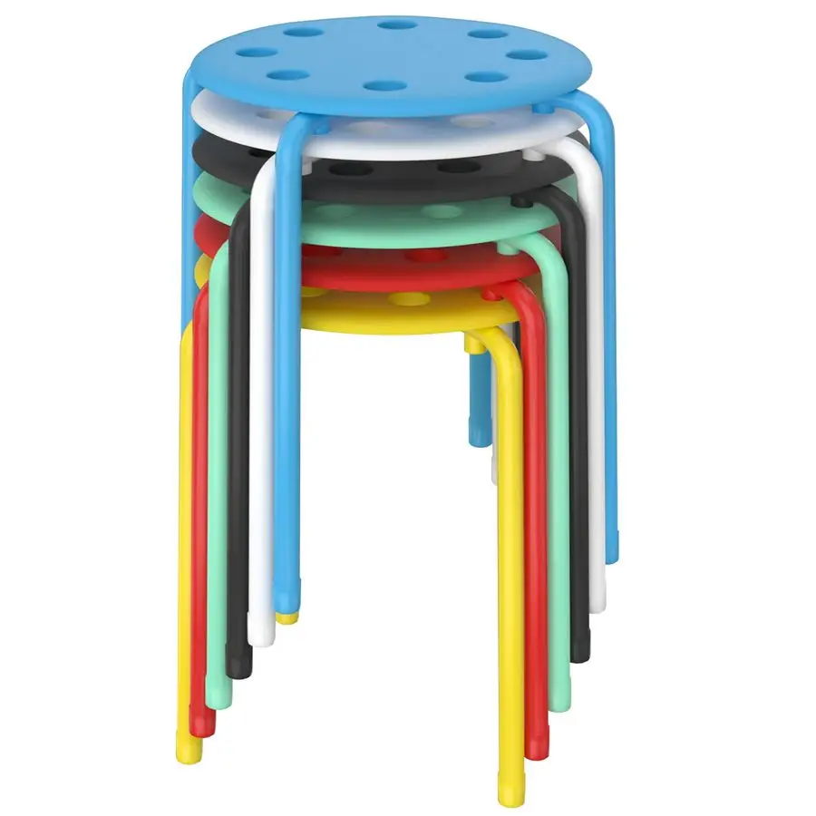 

6 Piece Stacking Stools Flexible Seating, 17.7 Inch Standard Height, Portable Stackable Nesting Stools for School Classroom Offi