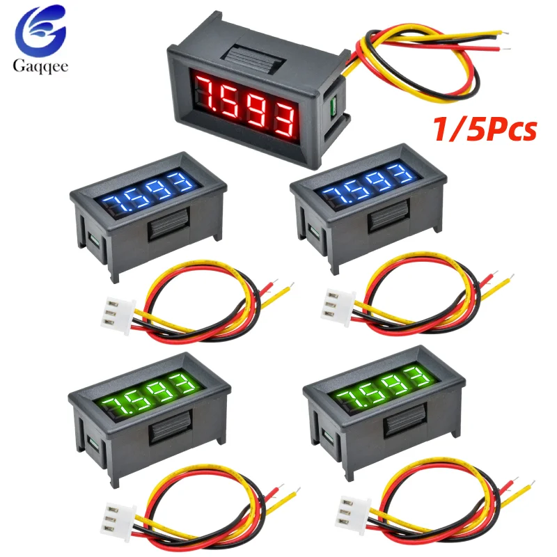 

1/5Pcs Digital Voltmeter Mini Voltage Tester Precision Volt Instrument Tool Red/Blue/Green LED Display meter 0.36 inch DC 0-100V