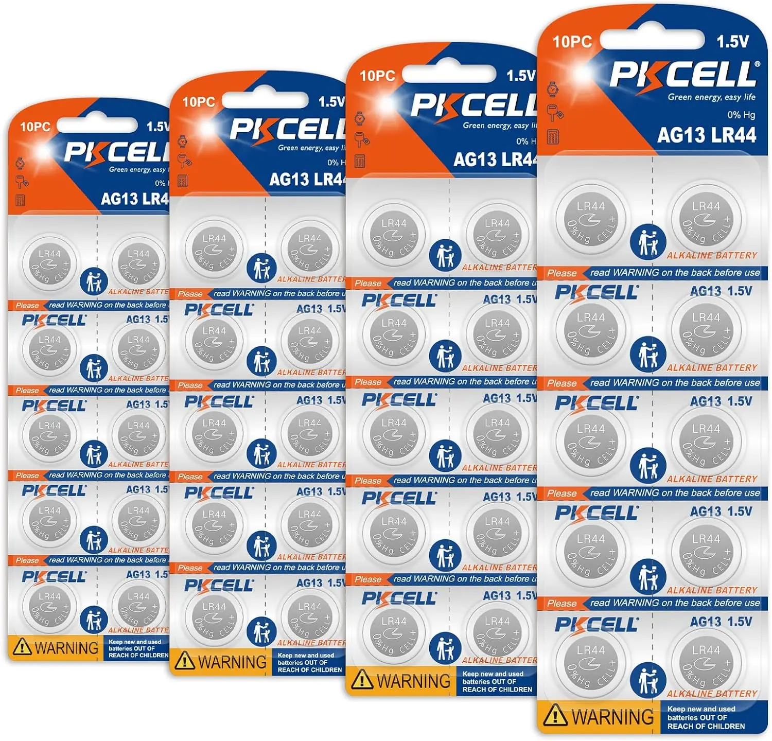 PKCELL 40PCS 1.5 Volt Battery LR44 Button Cell L1154C 303 357 Batteries Ideal for Watches Laser Pointers Small Toys Electronics