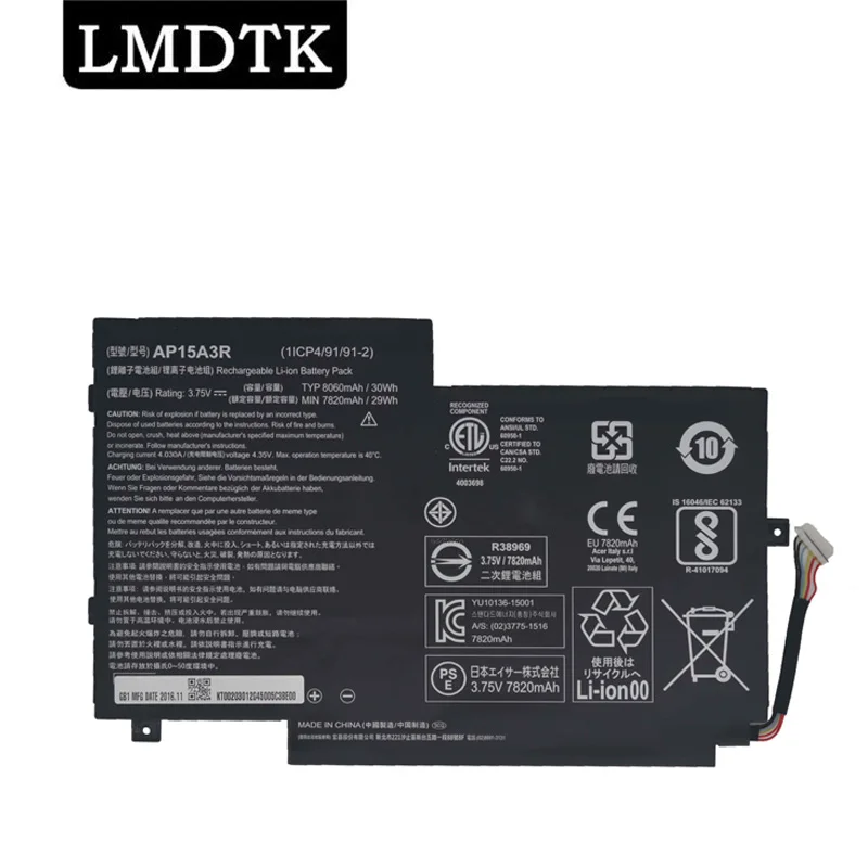 

LMDTK Новый AP15A3R Аккумулятор для ноутбука Acer Aspire Switch 10 SW3-013 AP15A8R 3,75 V 30WH 8000mAh