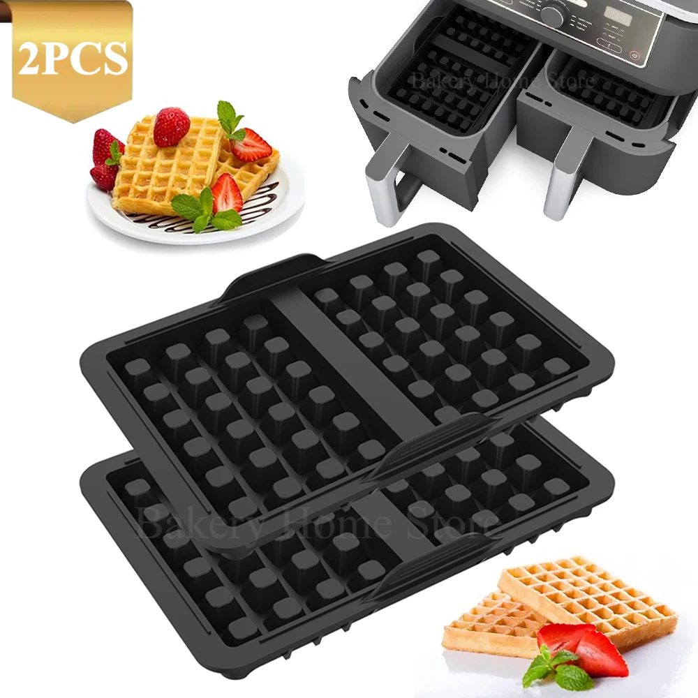 2Pcs Air Fryer Waffle Silicone Baking Pan Non-stick Waffle Mold for Ninja AF300 AF400 AF451 SL400 AF500 Air Fryer Accessories