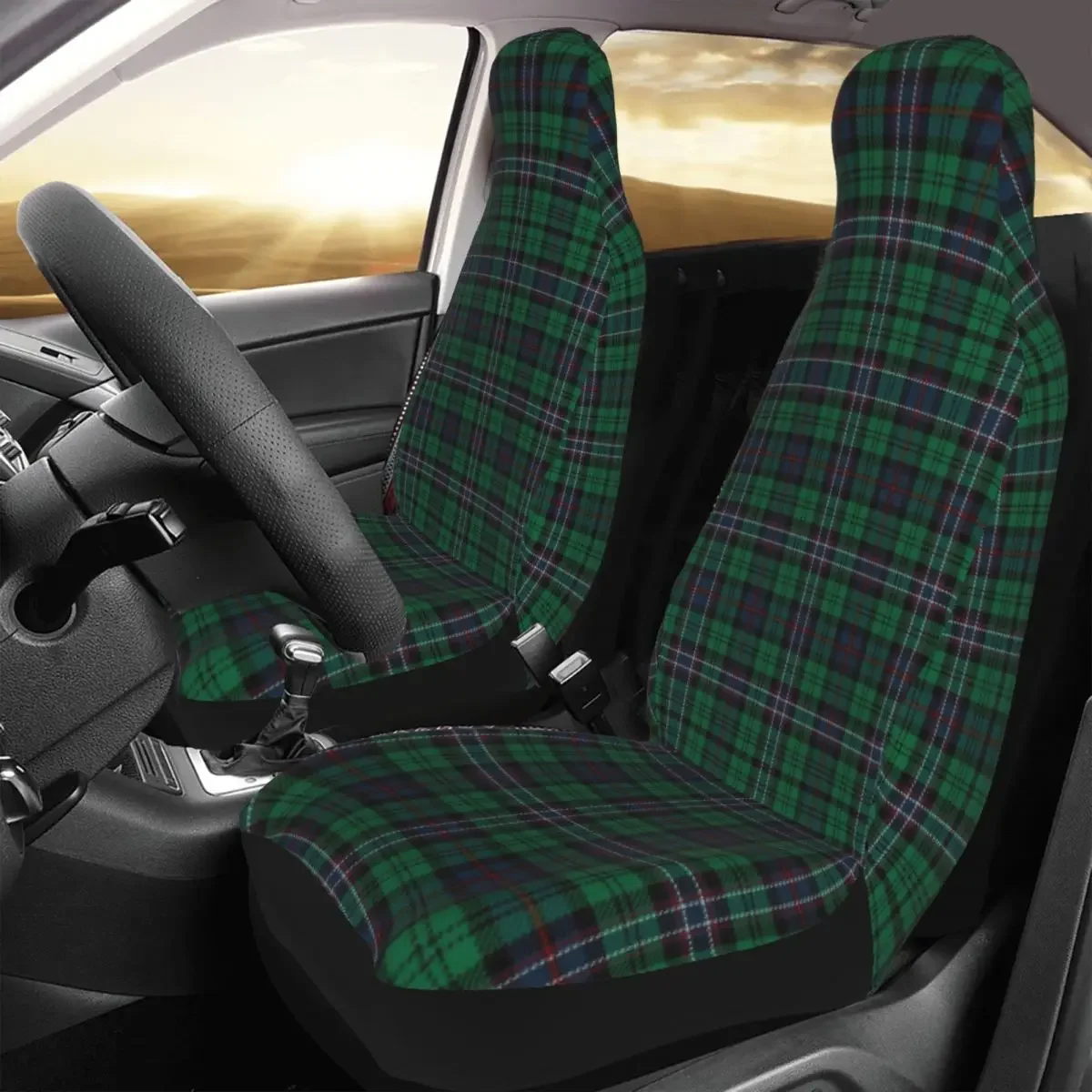 Scottish National Tartan Universal Auto Car Seat Covers Universal Fit for SUV Van Geometric Bucket Seat Protector Cover 2 Pieces