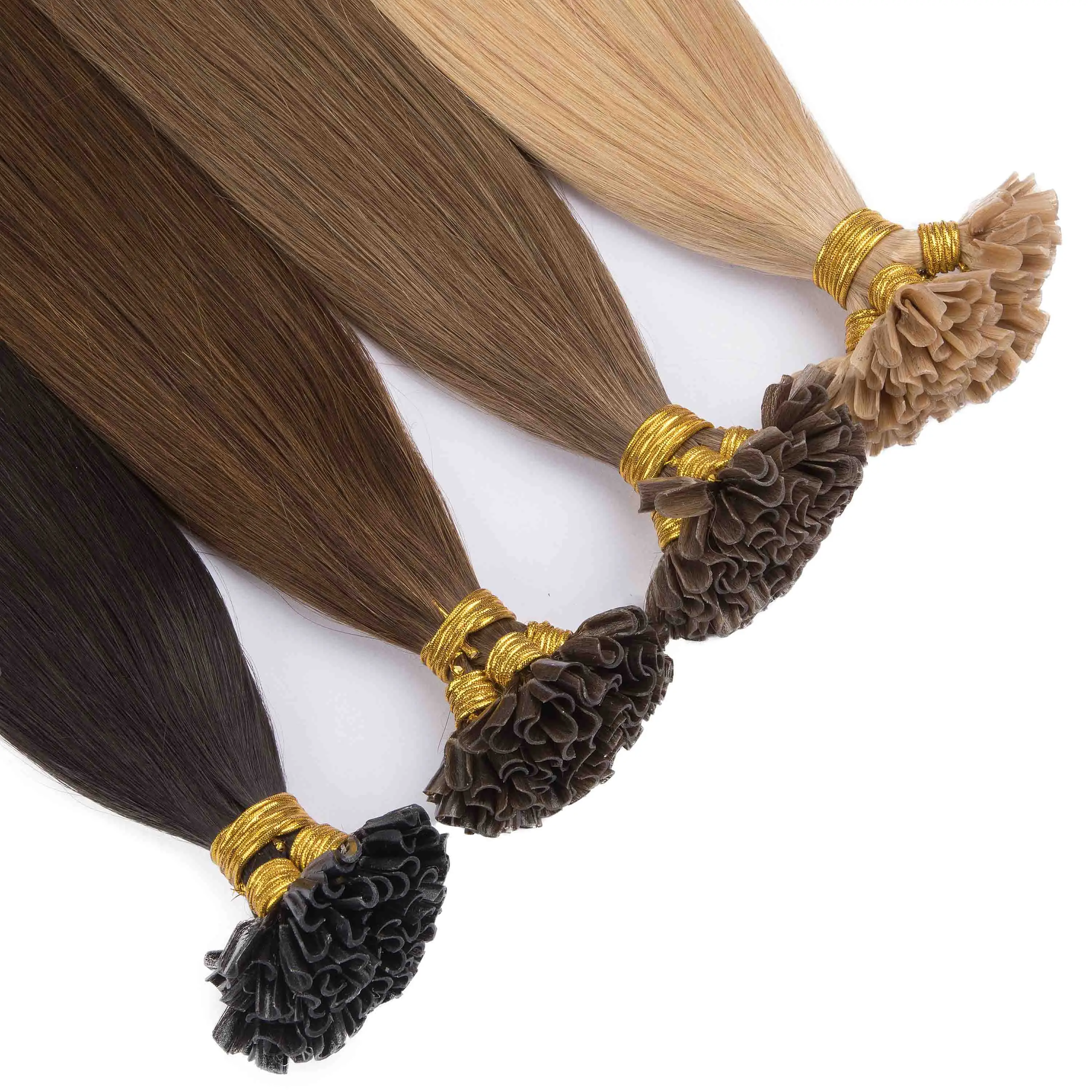 U Tip Hair Extensions Real Human Remy Hairpieces Natural Straight Keratin Capsules Pure Color Nails Pre-bonded Fusion Human Hair