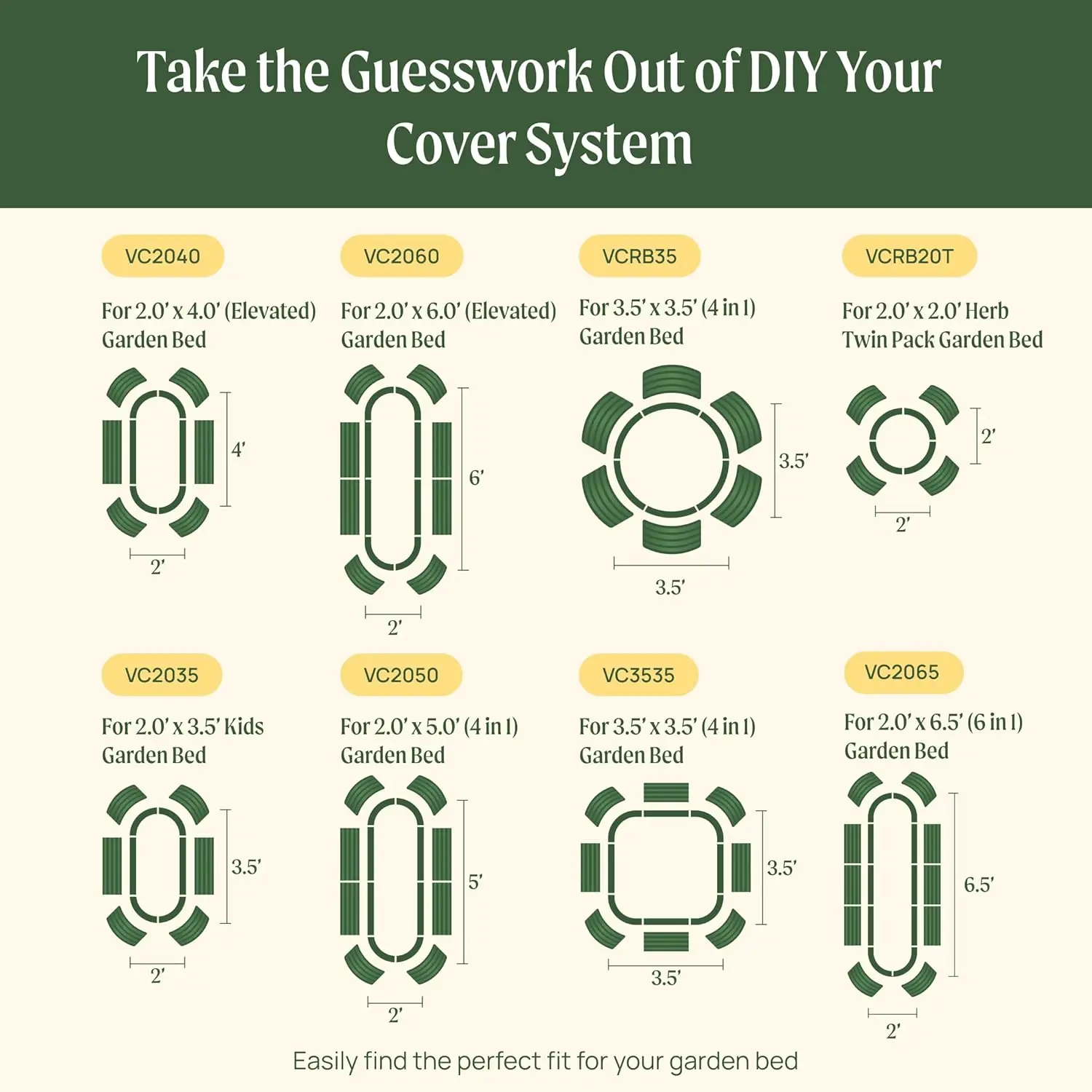 System osłon dla łóżka ogrodowego 2,0' x 5,0' (4 w 1)