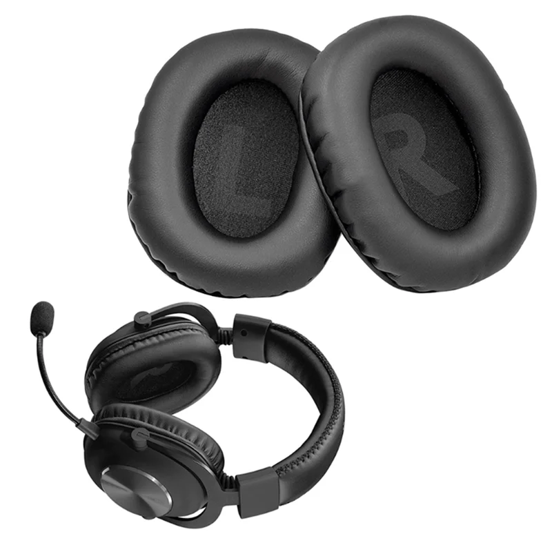 Replacement Earpads Cushion for Pro X Headset Headphones Leather Earmuff Ear Cover Earcups(Black PU)