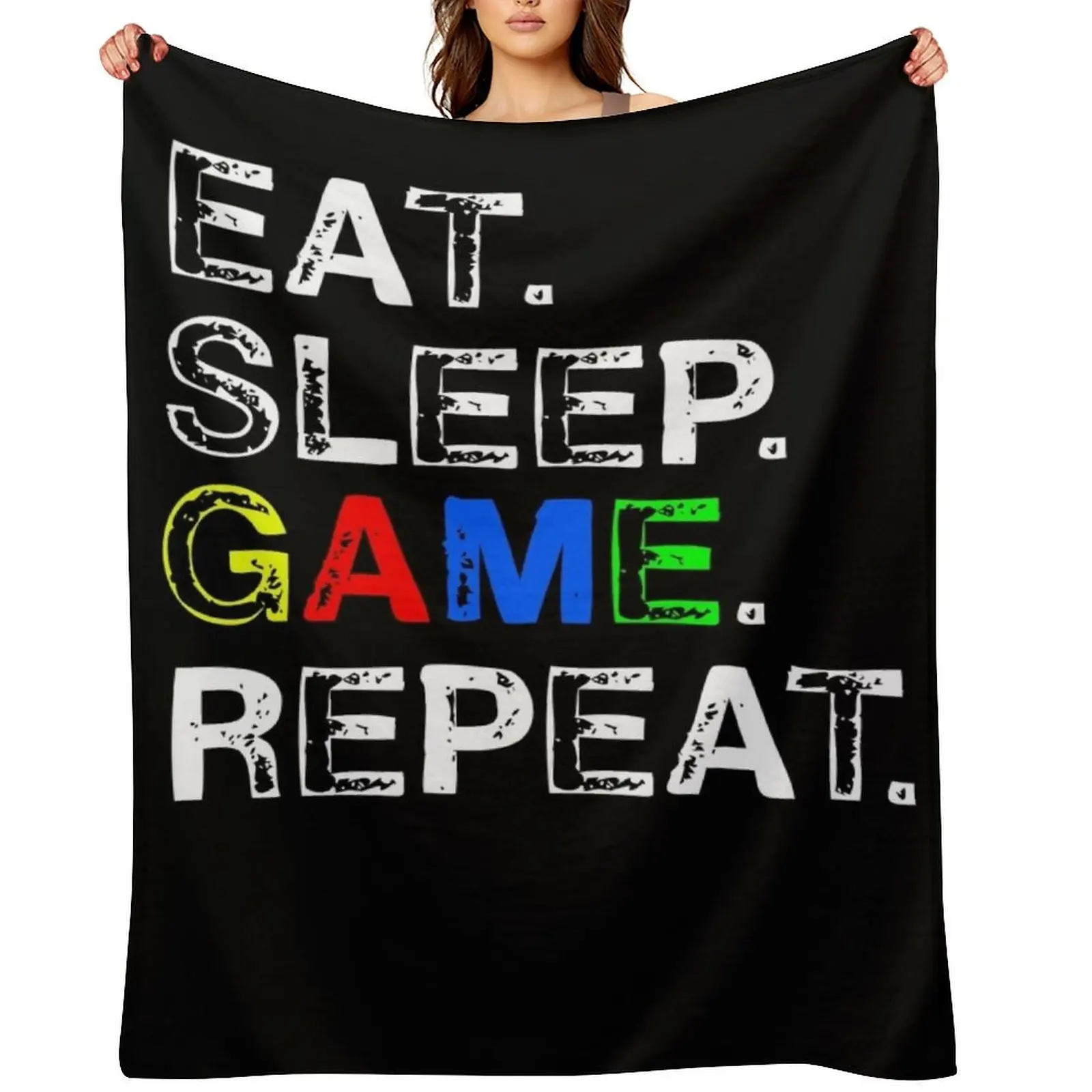 

Eat, Sleep, Game, Repeat Throw Blanket for sofa Polar Blankets For Sofas Thermals For Travel Blankets
