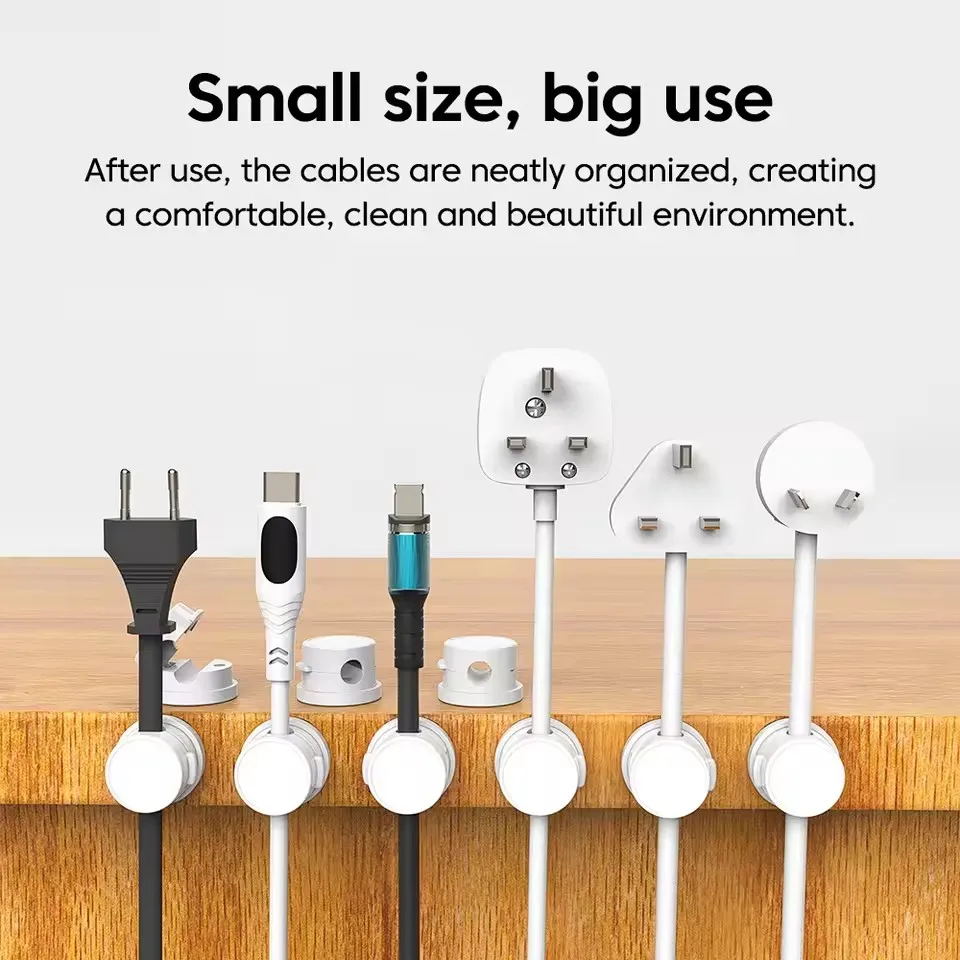 1/6/12PCS Magnetic Cable Clip Cable Smooth Adjustable Cord Holder Under Desk Cable Management Wire Keeper Cable Organizer Holder