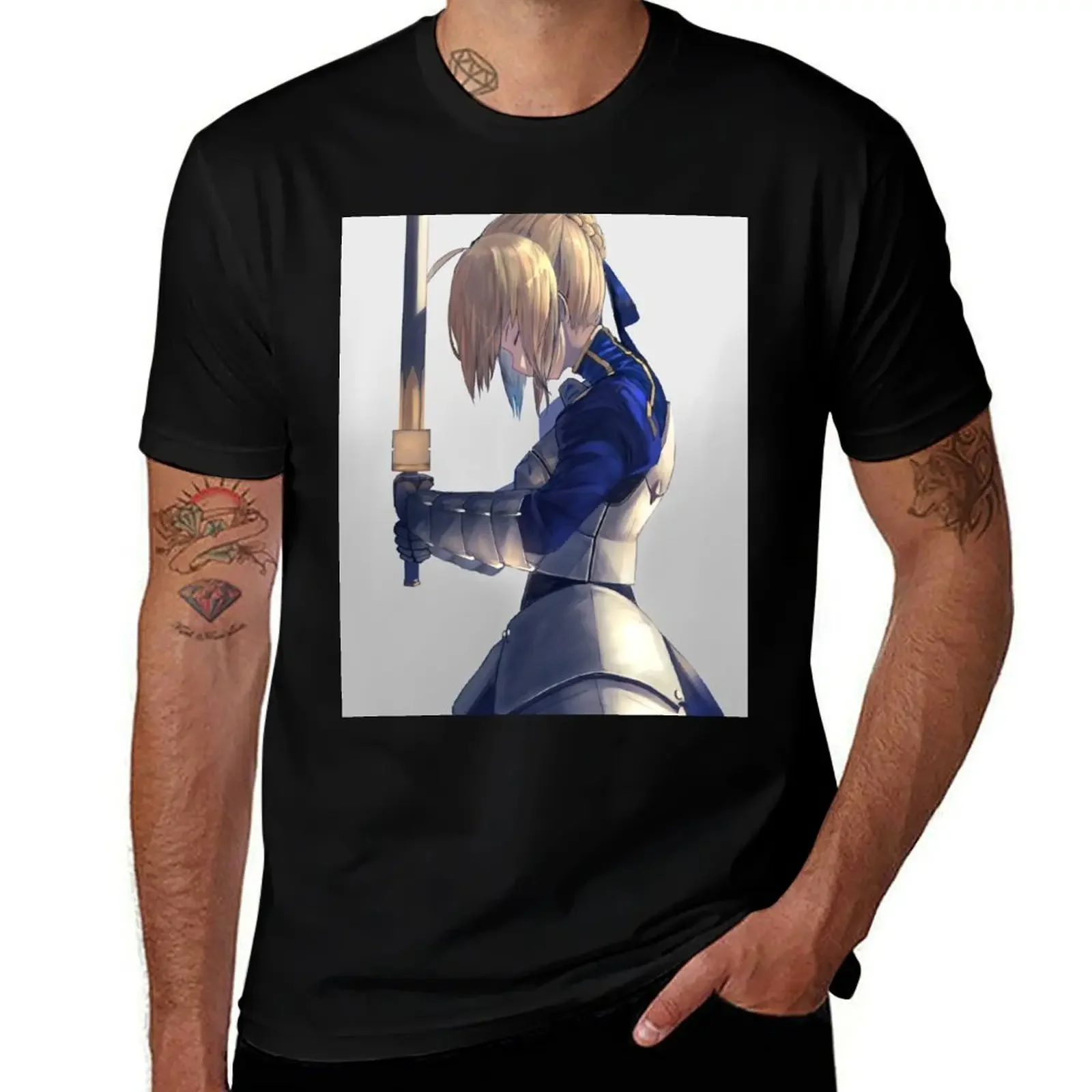 

Saber Fate Stay night T-Shirt plain customs tees vintage graphic tee mens designer clothes