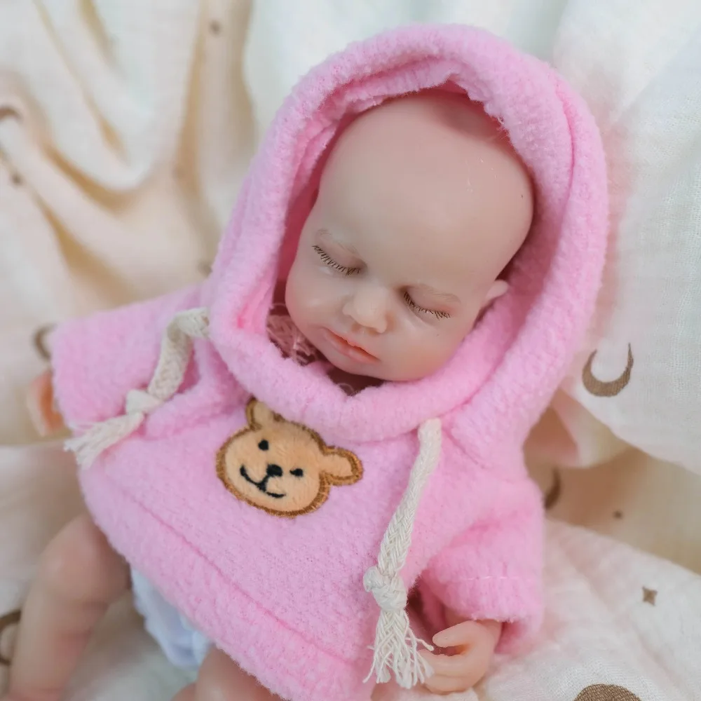 8'' Soft Silicone Reborn Baby Doll Loulou Mini Elastic Stretchable Handy Dolls Month Can Open Best Gift for Kids