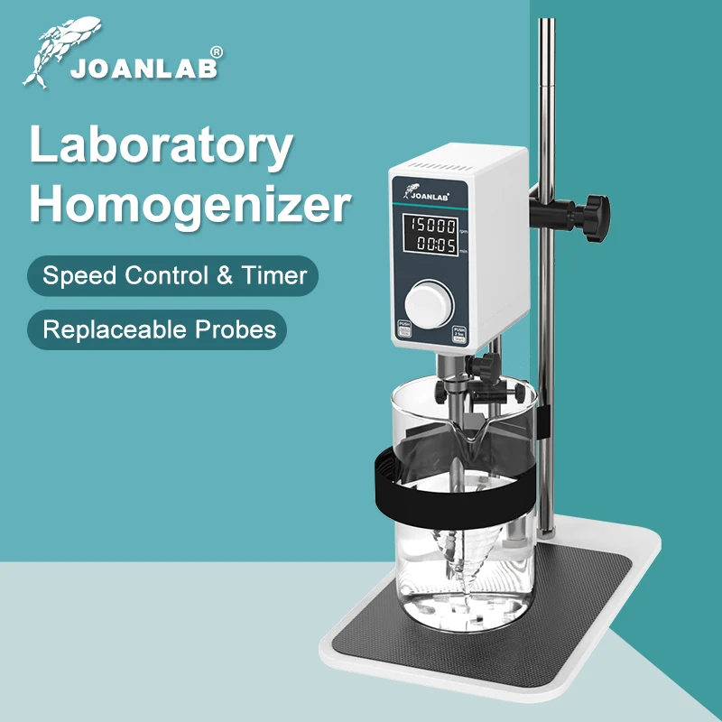 JOANLAB HZ‑400 Digital Laboratory High Shear Homogenizer, Emulsifying Dispersing Cell Crushing Mixer 15000rpm 1000ml