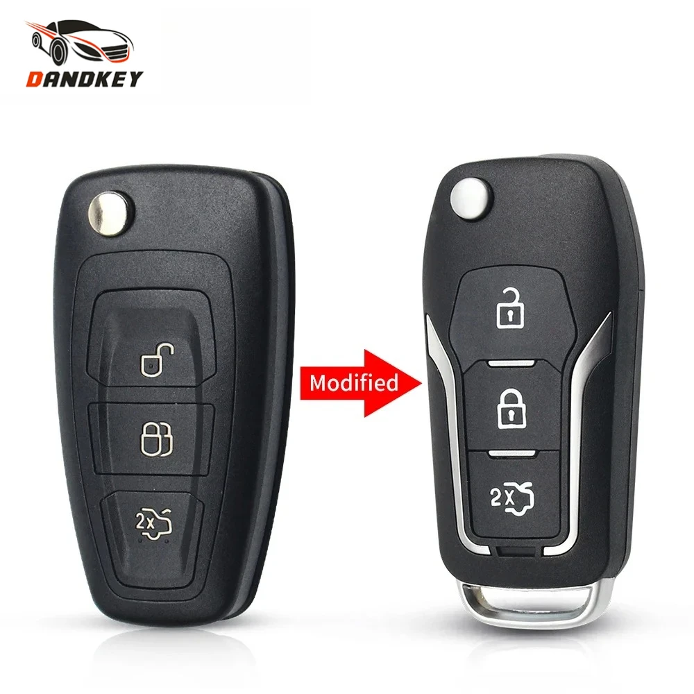 KEYYOU 1Pcs For Ford Focus Transit Custom MK8 Cargo Tourneo Custom 2012+ Fiesta 2013 Fob Modified Remote Key Shell HU101 Case