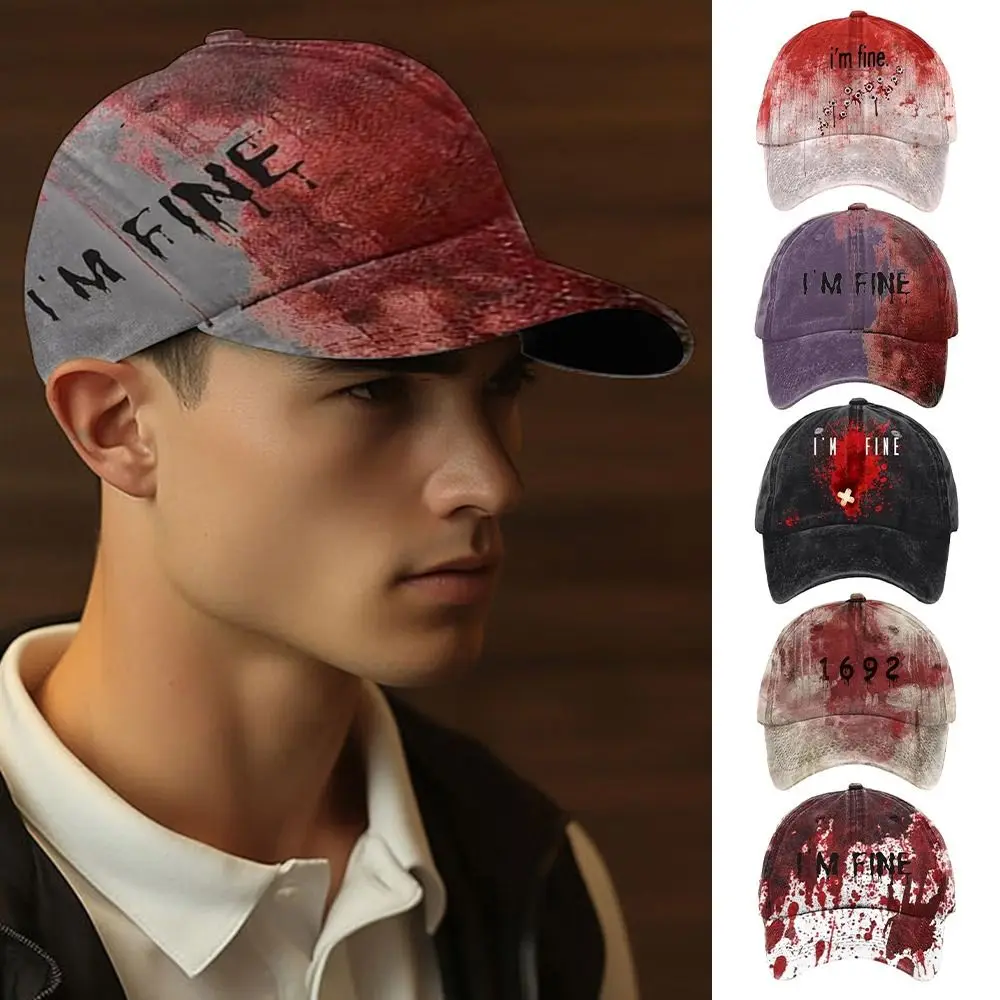 Leisure 3D Printed Halloween Hat Sunshade Tie-Dye Horror Holiday Baseball Hat UV Protection Anti-sun Baseball Cap Summer