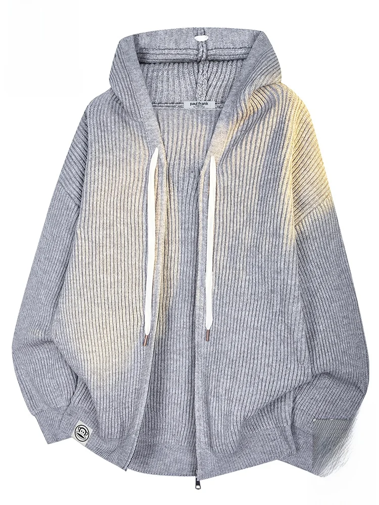 

Мужской вязаный кардиган Paul Frank с капюшоном, повседневный, свободного кроя, осенне-зимний, модный бренд Monkey