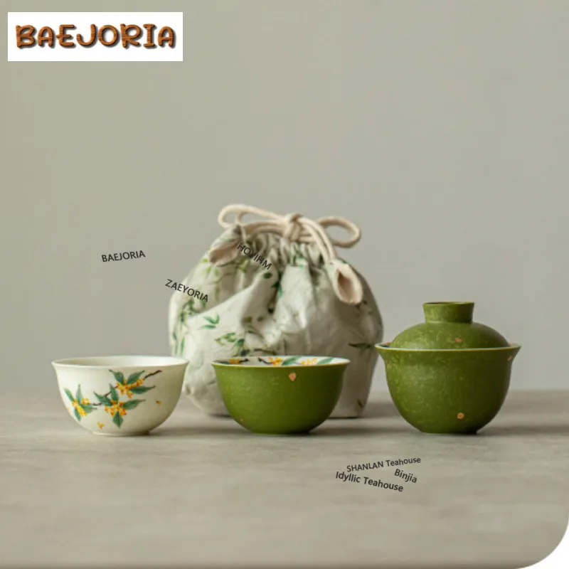 citrus-green-hand-painted-osmanthus-travel-tea-set-kit-handmade-1-bowl-2-cups-tea-maker-organizer-portable-camping-handbag-cafes