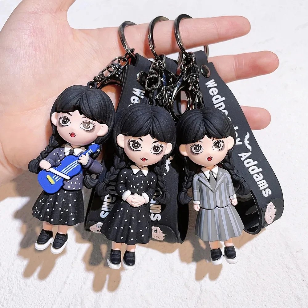 Wednesday Addams Acrylic Keychain Animated Addams Family Figure Pendant Keyring Gift For Fans Decoration Wholesale