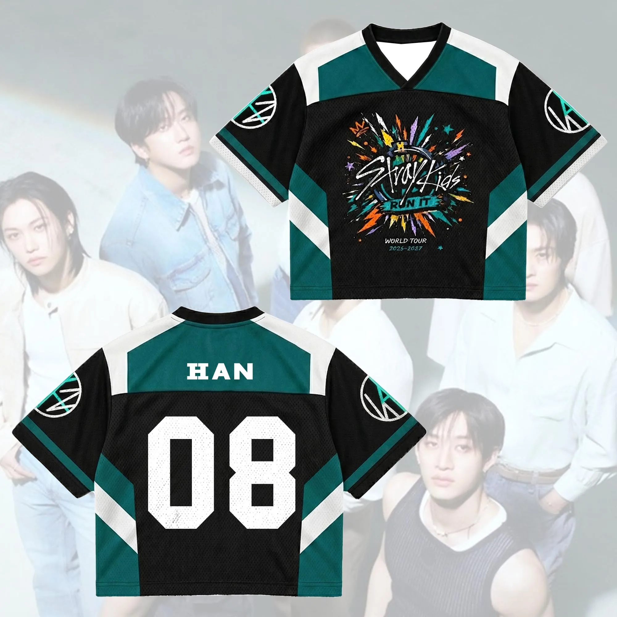 2026 Stray Kids Run It World Tour 3D-gedrucktes Jersey Herren Sommer Outdoor T-Shirt Atmungsaktiv Schnelltrocknend Streetwear Kleidung – Detail 6