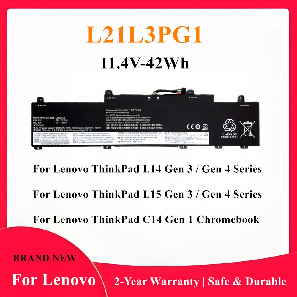 L21L3PG1 Laptop Battery For Lenovo ThinkPad L14 L15 3rd Gen 2022 L14 Gen 3 4 / L15 Gen 3 4 / C14 Gen 1 Series