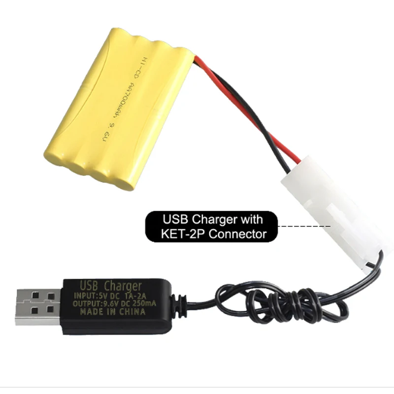 9.6v 700mah NI-CD Rechargeable Battery For Rc toys Cars Tanks Robots Gun NICD Battery AA 700mah 9.6v Battery Pack with USB cable