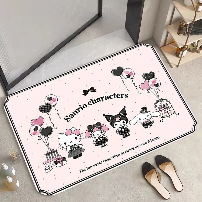 Entrance Doormat Sanrio Non-slip Bedroom Mat Halllway Carpet Kitchen Floor Mat Flannel Living Room Home Car Decor Bath Rug