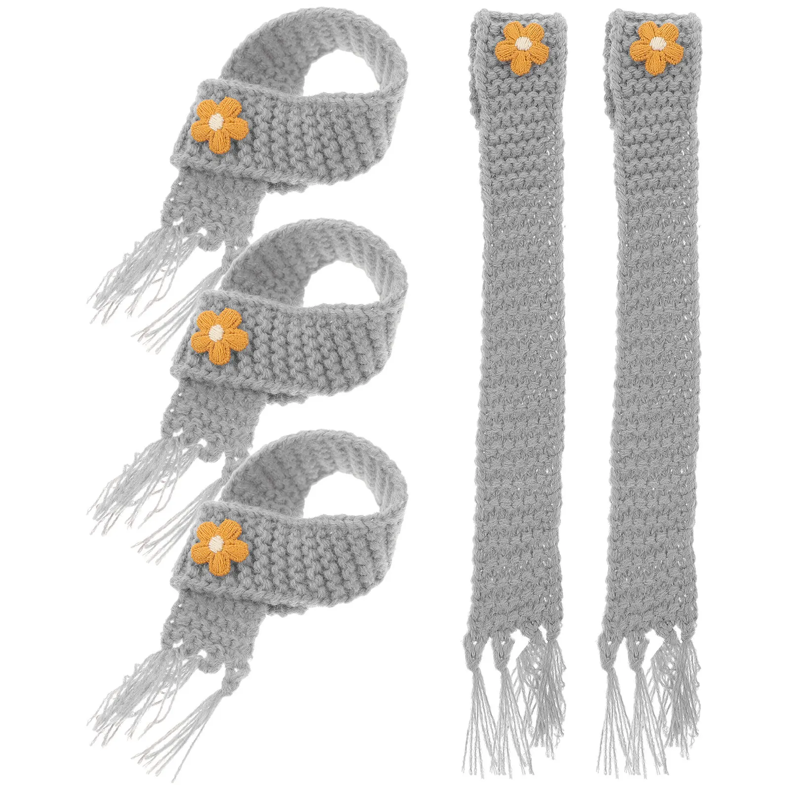 5 Peças Mini Cachecol de Fio Macio para Tricô, Tamanho Ajustável, Adorável Decoração Miniatura, Acessórios DIY para Garrafas de Vinho e Festas