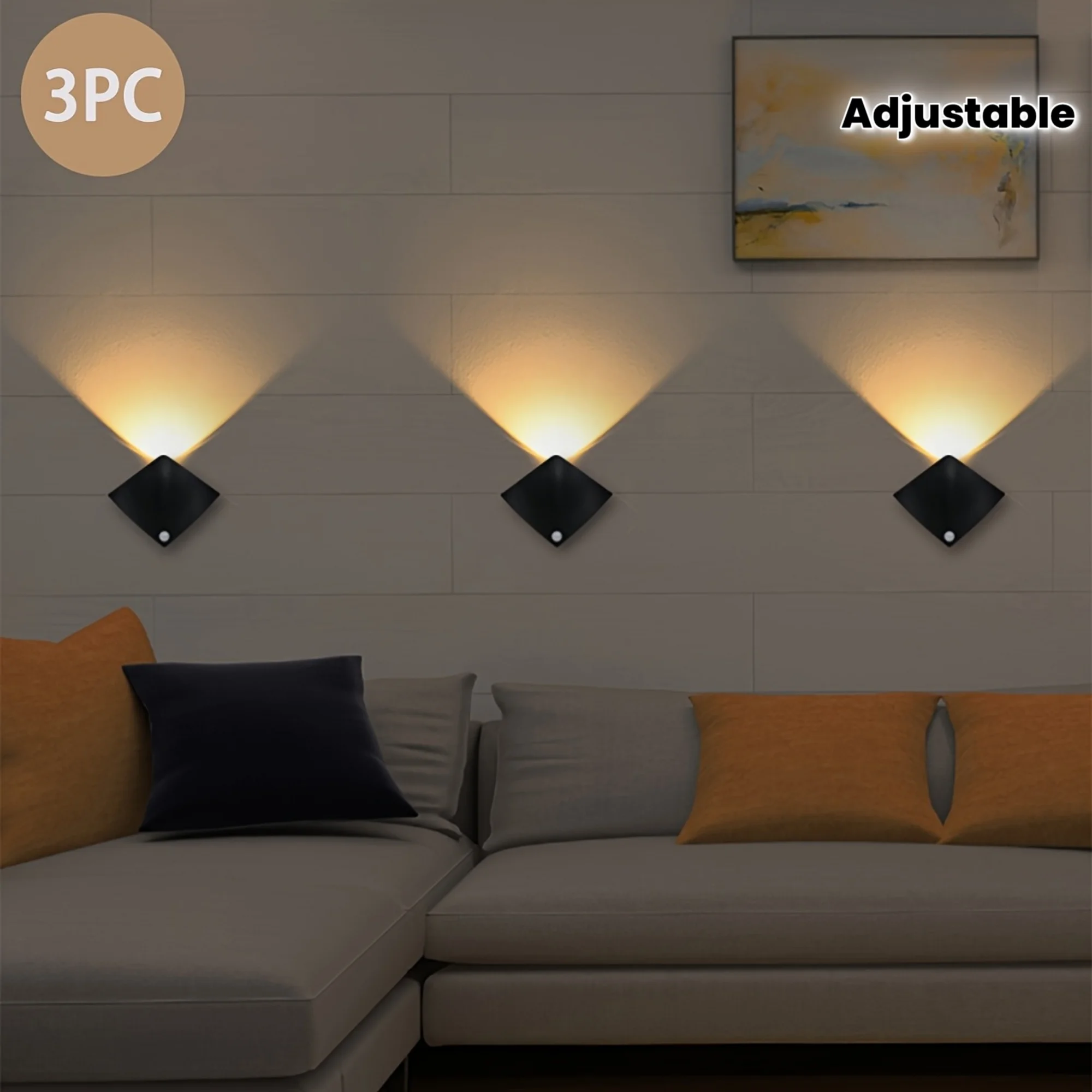 

3 шт. светодиодных ночников с датчиком движения «Рыба-дьявол» — беспроводные настенные прикроватные светильники на батарейках