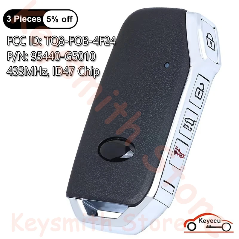 

KEYECU 4 кнопки 433 МГц ID47 чип для Kia Niro 2018 2019 2020 автоматический умный пульт дистанционного управления P/N: 95440-G5010, TQ8-FOB-4F24