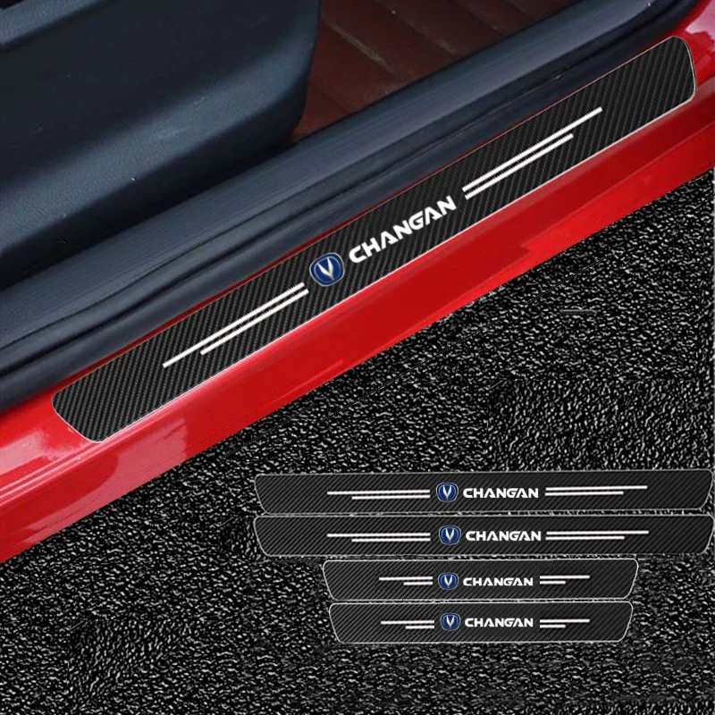 

4PCS for changan CS75 PLUS CS95 CS35 alsvin CS15 CS55 Eado Car Door Sill Scuff Plate Decor Carbon Fiber Stickers Accessories