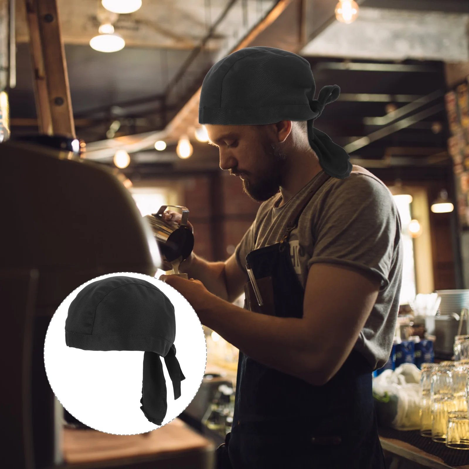 Casquette de Chef noire pour service de cuisine, Restaurant, uniforme de cuisinier réglable en coton, cravate arrière, chapeaux de Chef en matériau de qualité supérieure résistants à l'usure