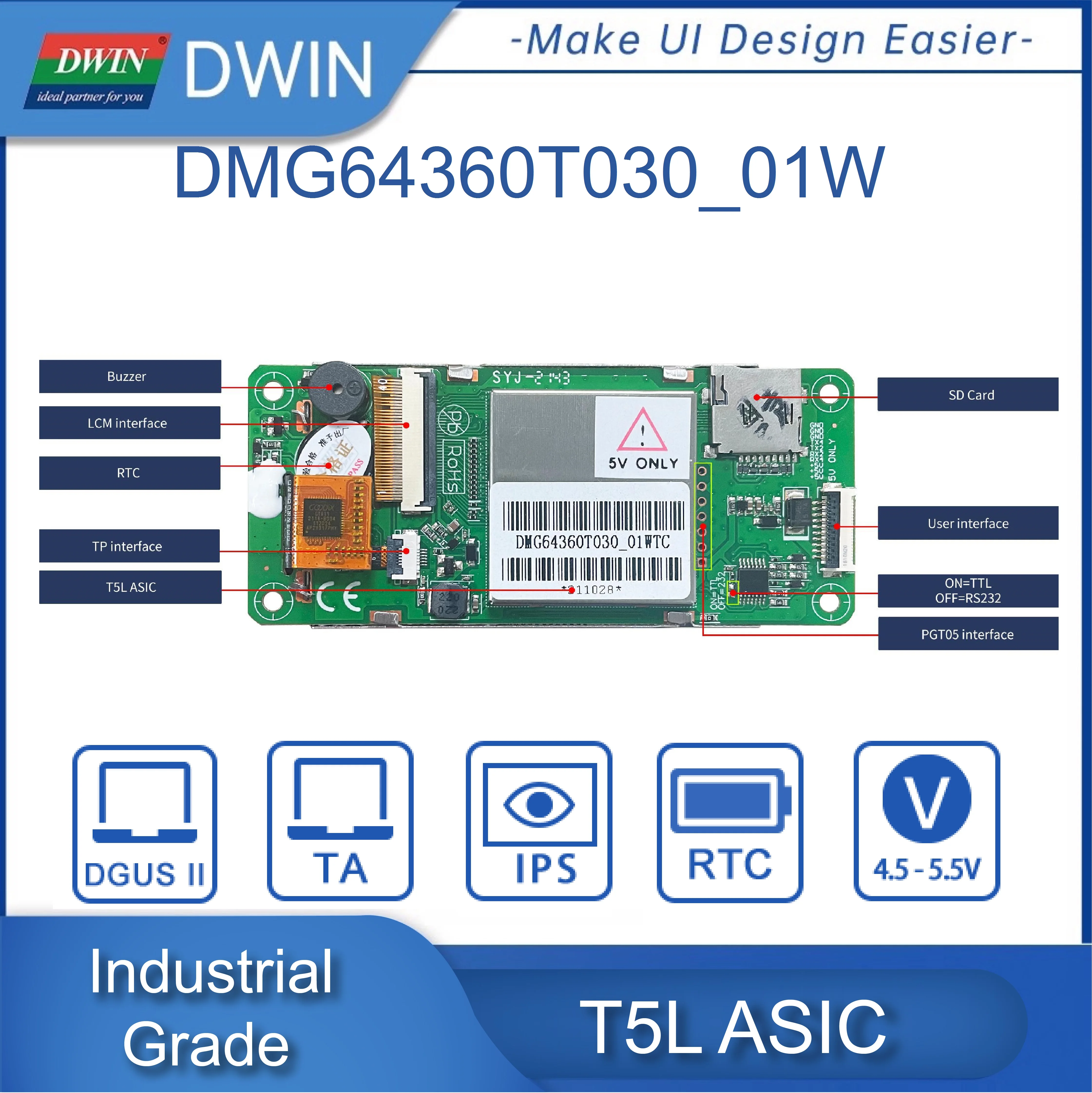 Dwin 3 Inch 360*640 Lcd-Scherm Industrie & Medische Kwaliteit Slimme Lcm Tft Touch Monitor Ips Scherm Met Conforme Coating