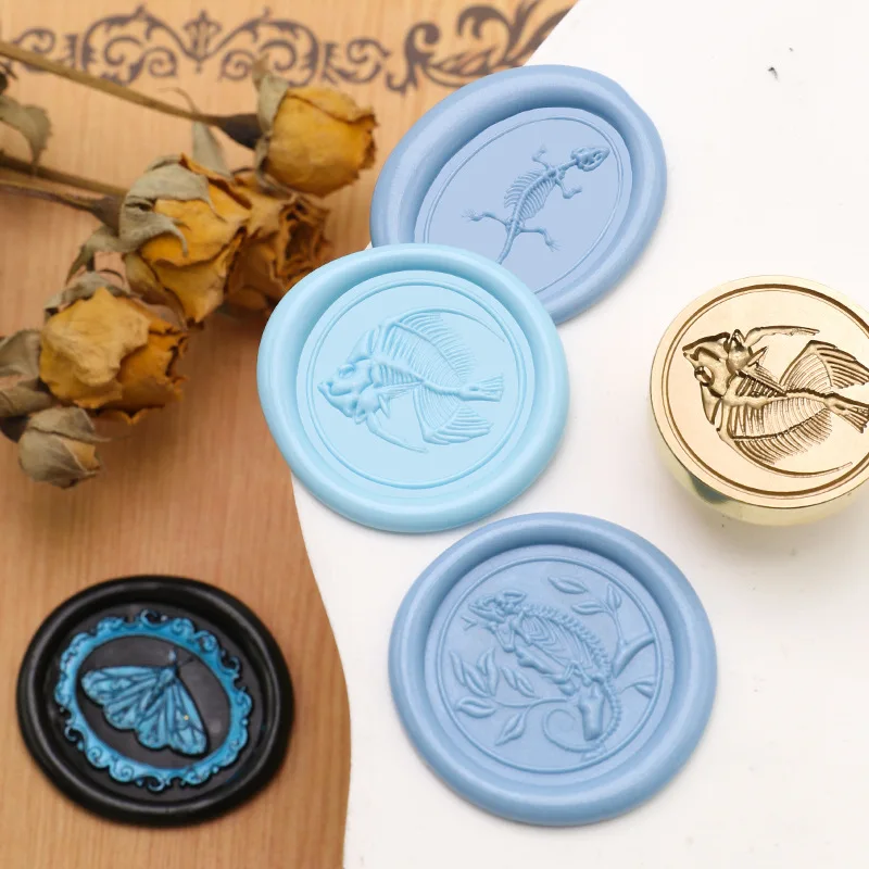 Bee Cow Head Insect Squirrel Eagle Butterfly Cat Wax Seal Stamp Removable Round Brass Head For Decor Gifts Weddings Envelopes