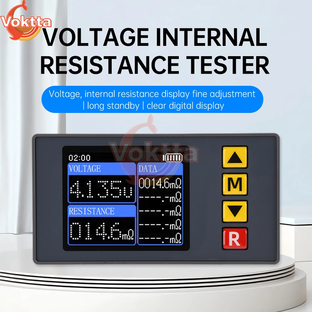 TS457 DC5V Voltage Internal Resistance Tester 5sets of Voltmeter Measurement Recording 4-Wires Battery Tester With Kelvin Clip