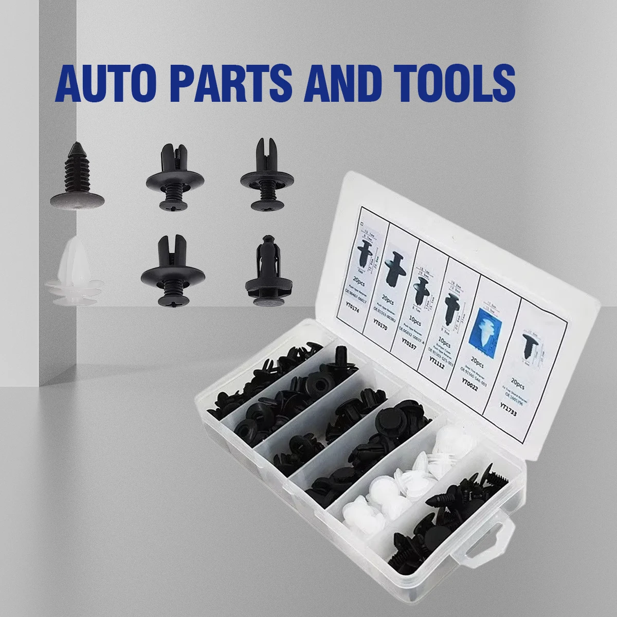 100pc Auto Fastener Clip Car Fender Push Retainer Pin Rivet Bumper for Door Trim Panel Retainer Fastener Kit, Bag/Box Package