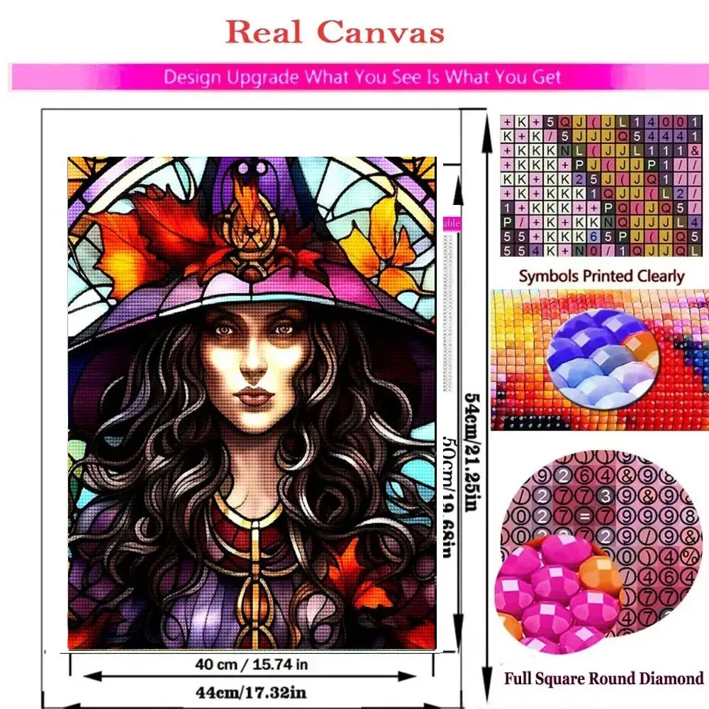 Hallowen Witch 5d Full Square Round Diamond Painting Mosaic Cross Stitch Kit Embroidery Rhinestone Pictures Decor Halloween Gift