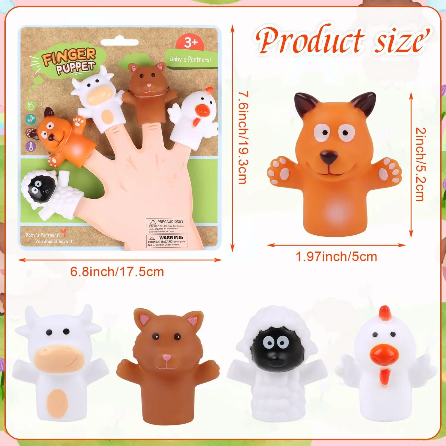 หุ่นนิ้วมือยางรูปสัตว์ในฟาร์ม ของเล่นอาบน้ำแสนสนุก ของเล่นเสริมพัฒนาการ ของชำร่วยงานเลี้ยง งานโรงเรียน งานอาบน้ำ