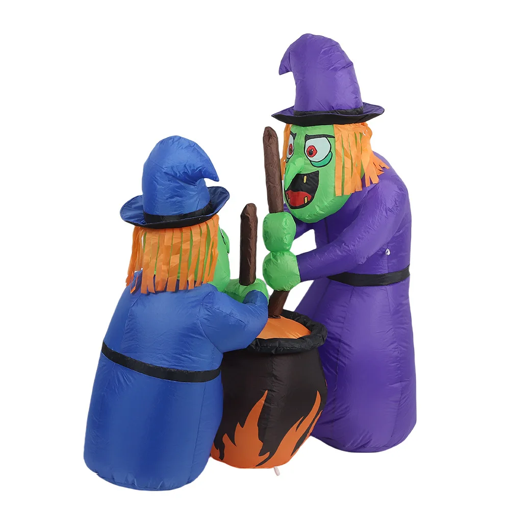 مناسبة للهالوين نموذج هواء قابل للنفخ بارتفاع 1.5 متر 2 نموذج هواء أسطواني ساحرة لمهرجان الأشباح نموذج هواء مضحك