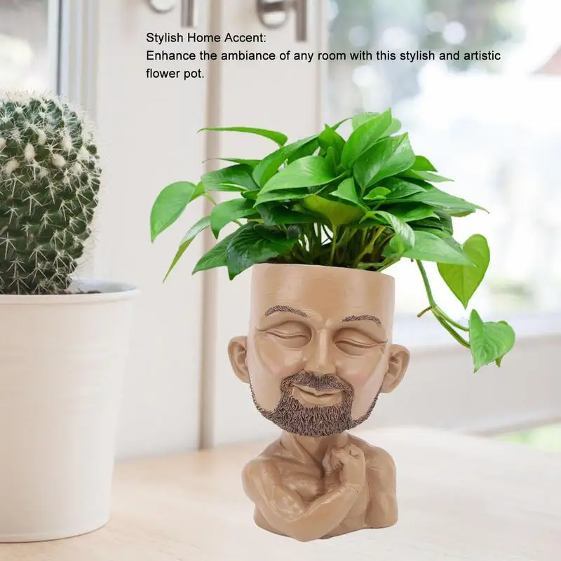 

Head For Indoor Plants Resin Head Planter With Drainage Hole Face Pots With Drainage For Plants Living Room Cactus Succulents