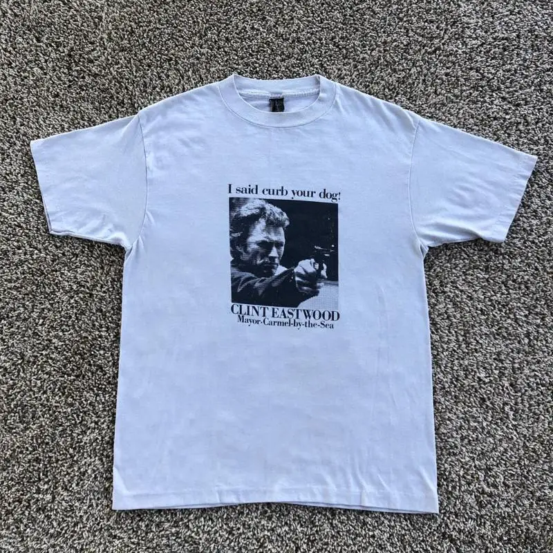 Vintage 80s Clint Eastwood Mayor Carmel-by-the-Sea T-Shirt Curb Dog Mens M Blue
