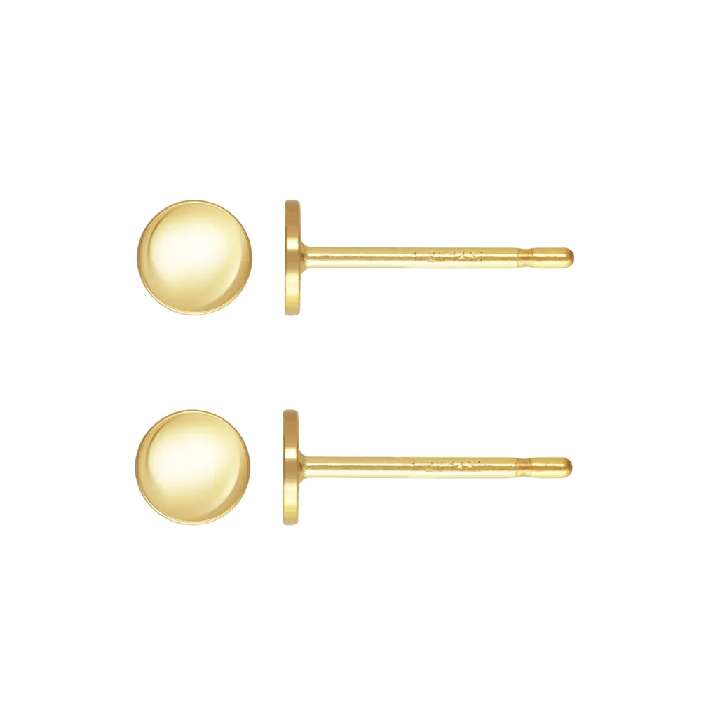 

2prs 14K Gold Filled Round Disc Earring Posts 4mm Ear Stud w/ Backs for Jewelry Making