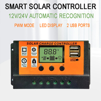 Smart Solar Power Controller 10A 20A 30A 40A 50A 60A 80A 100A 12V 24V Auto Recognition LCD Display With USB Port PWM Regulator