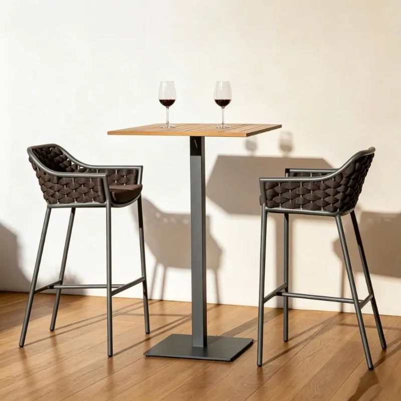 *Modern Outdoor Restaurant Furniture Patio Aluminum Dining Table Set Bar Chairs Set Mall Garden Pool Side Coffee Shops Home Hote